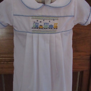 Baby Boy Blue Toile Hand Smocked Gown main image 1