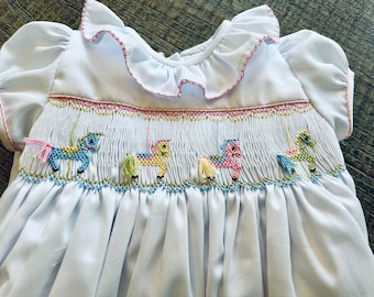 Birthday dress.  Carousel Birthday Dress.  Dress with carousel and colorful horses