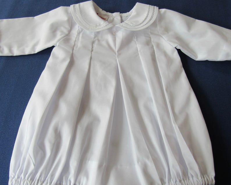 White baby bubble with embroidered collar
