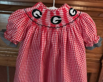 Georgia Bulldogs Bubble. Georgia Bulldogs Bishop Dress. Georgia Bulldogs Red Gingham. Boys and Girls Etsy
