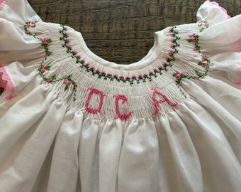 Personalized bishop dress.  Monogramed dress.  Big sister dress.  Little sister dress.  Baby dress.