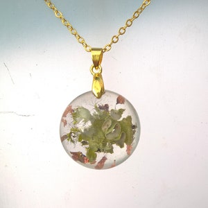 Real Lichen Woodland Resin Nature Round Forest Pendant Necklace image 2