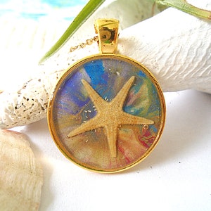 Echte zeester oceaanhars zeesterren gouden hanger ketting sieraden