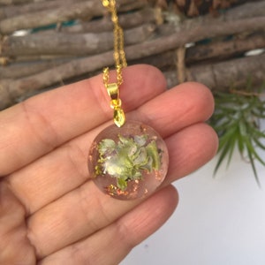 Real Lichen Woodland Resin Nature Round Forest Pendant Necklace image 3