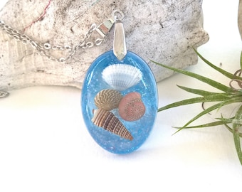 Shell Resin Real Seashell Pendant Ocean Beach Necklace