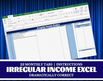 Irregular Income Worksheet | Excel Budget Worksheet | Financial Excel | Money Management | Monthly Budget Spreadsheet | For Debt Snowball