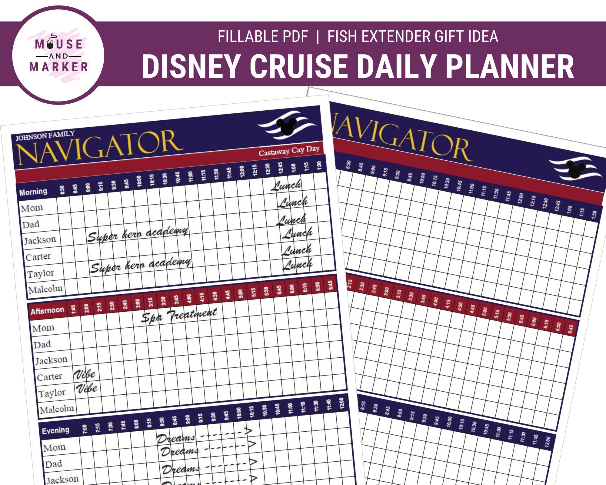 Disney Cruise Planner Fillable PDF File Hand Write or Type Etsy
