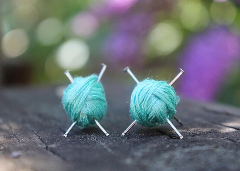 Yarn ball Earrings Etsy