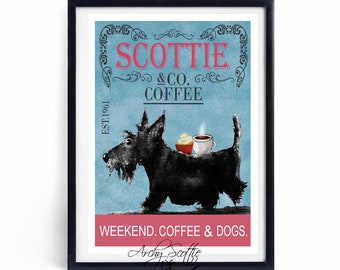 Scottish Terrier Gifts Drink Coasters Etched Glass Scottie Silhouette