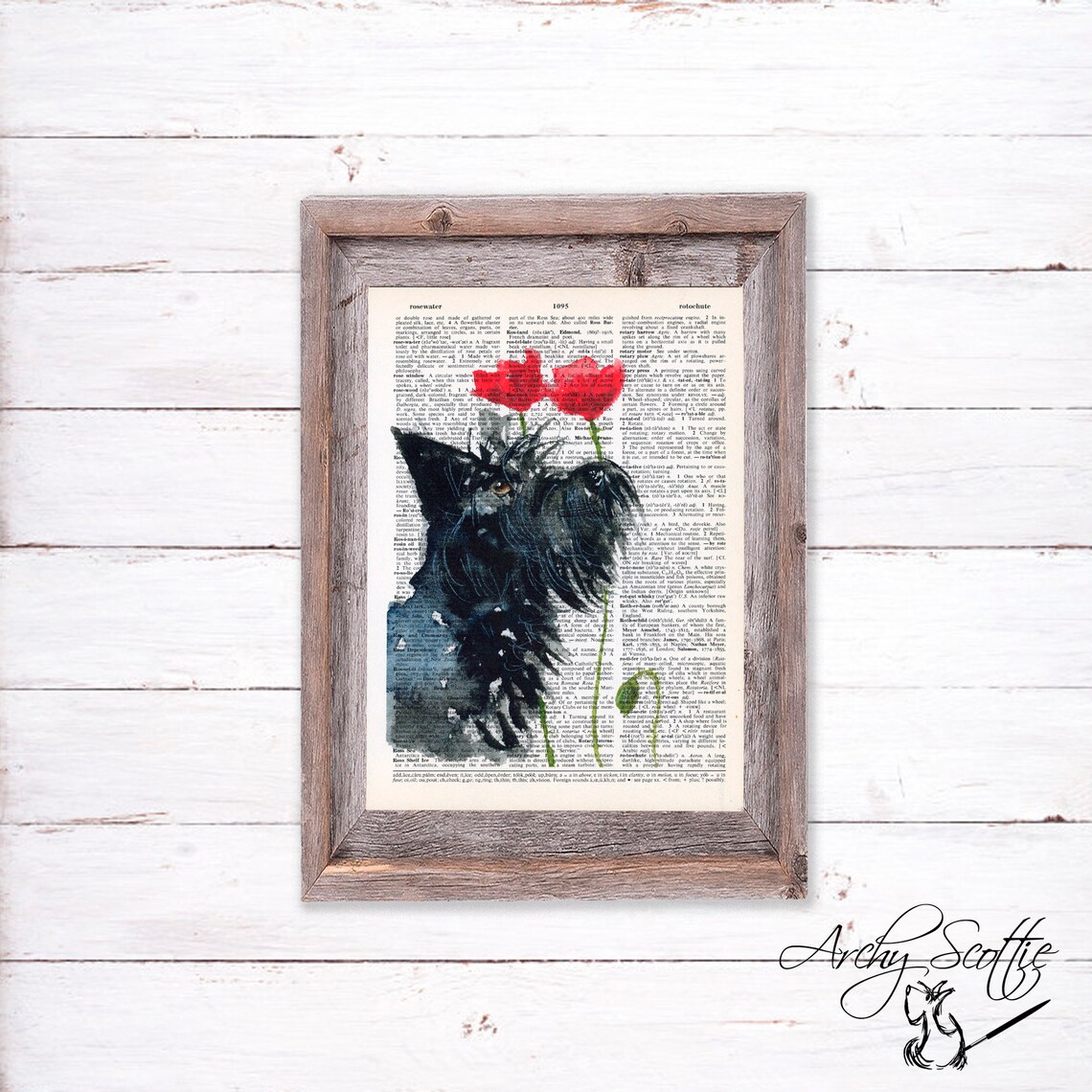 Ungerahmt einzigartige Vintage Scottie Hund & Mohn Blume Etsy