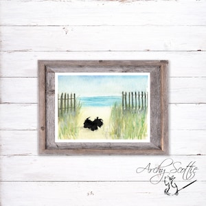Scottie Dog &#39;Beach&#39; Fine Art Print: Scottish Terrier Decor