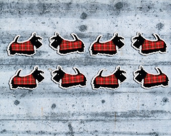 Red Tartan Scottie Dog Vinyl stickers / envelope seals stickers Scottish Terrier