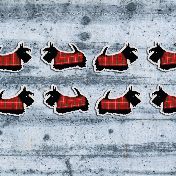 Red Tartan Scottie Dog Vinyl stickers / envelope seals stickers Scottish Terrier