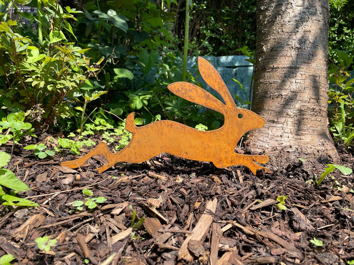 Rusty Metal Hare Garden Decoration Sculpture Hare Garden Decor Etsy