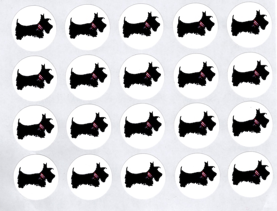 Envelope Seals Scrapbook Stickers I Love Scotty Dog Stickers Scottish Terrier Round Labels
