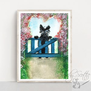 Scottie Dog 'Hello' Art Print: Scottish Terrier Decor