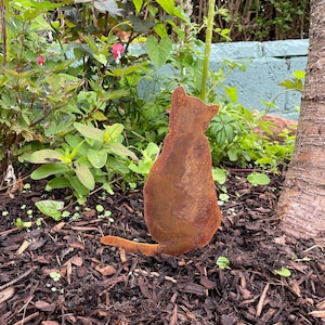 Pre-rusted Flat Steel Cat Garden Decoration Cat Lover Gift