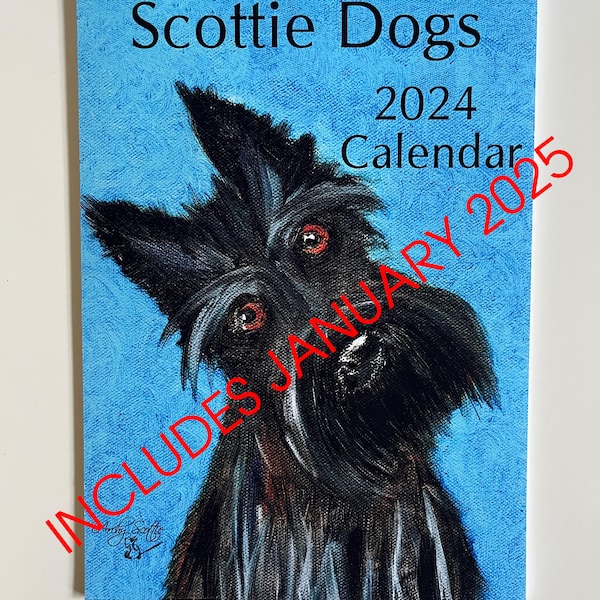 Scottie Dogs 2024 Calendar, Scottish Terriers, Scottie Lover Gift A4