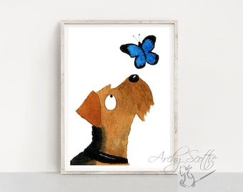 Unframed Airedale Terrier Dog Fine Art Print #175 Airedale Gift