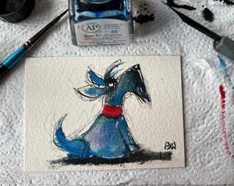 Scottie Dog ACEO Original Pen and Ink Painting
