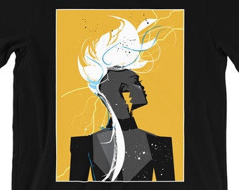 Unisex Storm X-Men Black Art Superheld Haar Melanin Edgy Afro Punk Mohawk Cooles afrikanisches Mädchen Frauen Nerd Comic Geschenk Grafik T-Shirt Tee