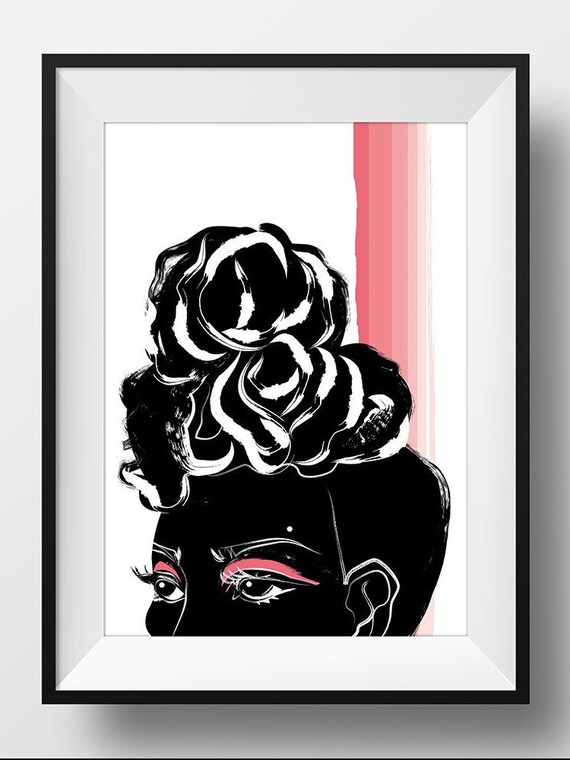 Black Women Wall Art Print Poster Woman Afro Natural Hair Etsy