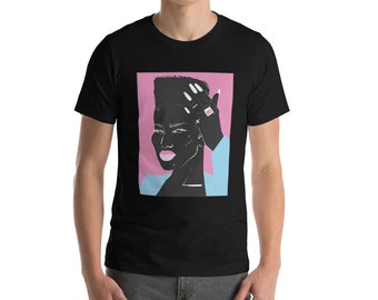 Unisex Grace Jones Black Women Afro Natural Hair Art African Pink Melanin Lips Ethnic Girl Urban 80s Fashion Afropunk Graphic T-Shirt Tee