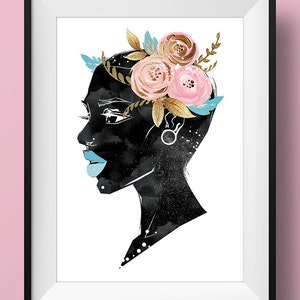 Black Women Wall Art Print Poster Woman Afro Natural Hair African Bohemian Boho Ethnic Home Office Easter Cute Bald Shaved Feminine Portrait image 2