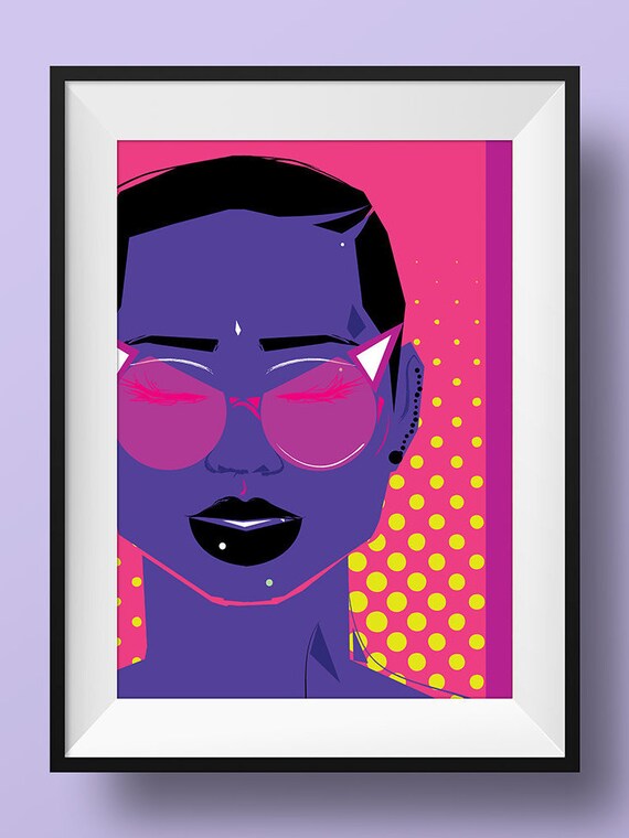 Natural Hair African Black Women Art Print Poster Dark Skin Etsy