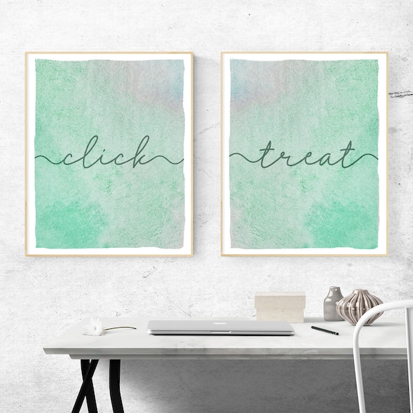 Click Treat Set of TWO 8x10 DIGITAL PRINTABLES Positive Reinforcement Clicker Training Animal Training Wall Art Print