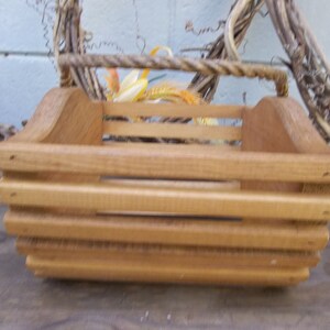 Rustic wood basket/Vintage wood basket/Salvage wood basket/Decorative wood basket/Wood basket with rope handle/Handled Wood Slat Basket image 6