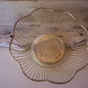 Silverpleted metal basket/Octagon scalloped metal basket/Wedding basket/Mothers day metal basket/Rustic metal basket/napkin metal basket