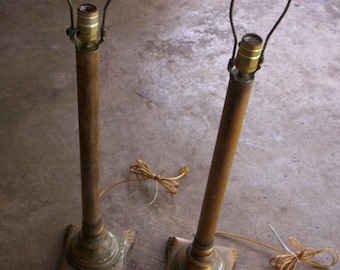 Vintage metal lamp base/Salvage lamp base/Vintage lamp/Metal lamp base/Salvage lamp parts/Light parts/2  metal lamp light/Lamp making supply