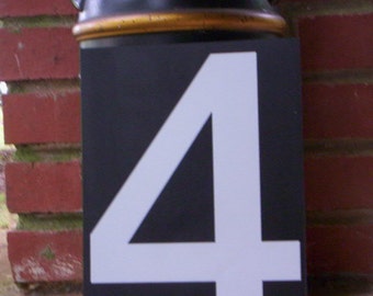 Number 4/Vintage plastic number/Black and white plastic number/Plastic numbers/Salvage plastic/Salvage number/Number /Vintage number
