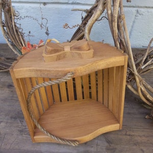 Rustic wood basket/Vintage wood basket/Salvage wood basket/Decorative wood basket/Wood basket with rope handle/Handled Wood Slat Basket image 5