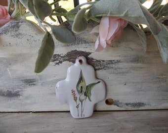 Vintage Keramik Pendent/Keramik Kreuz Anhänger/Handmade Oranment Pendent/große Anhänger/Morther Tag Pendent/Rustic Pendent/Mode Zubehör