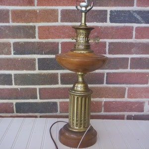 Lamp making/Lamp base/Salvage lamp base/Wood and brass metal lamp base/lamp parts/Rustic metal salvage/vintage lamp parts