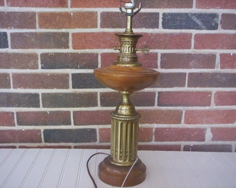 Lamp making/Lamp base/Salvage lamp base/Wood and brass metal lamp base/lamp parts/Rustic metal salvage/vintage lamp parts