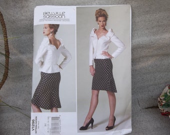 Vogue-patronen ontwerper Bellville Sassoon V1296 vogue-patroon voor damestop en rok/naaimateriaal Top en semi-aangesloten rokpatroon zonder been