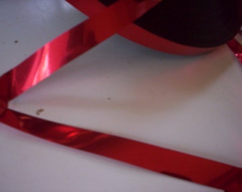 Vintage foil trim/Metallic trim/12 yards metallic ribbon/Holiday decor trim/Bow ribbon/Red Christmas trim ribbon/Ribbon trim/Sheen ribbon