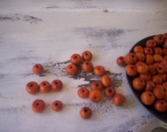 75 wood beads/Orange wood beads/Wood beads/1/8&#39;&#39; wood beads/Fall rustic wood beads/Vintage round beads/Vintage wood beads/Jewelry making