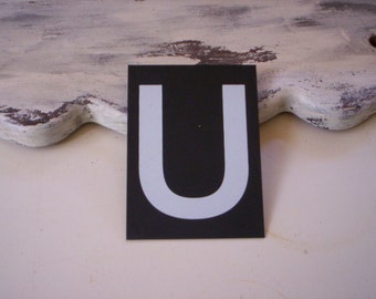 Small Vintage plastic letter/Chic plastic letter/Plastic letter/Salvage rustic plastic letter/Letter U/industrial sign/plastic sign letter