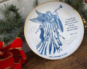 Main Street Fine China Gold Trim Ceramic/Angle collectors  ceramic Plates/Vintage Angel Decorative Plate/Ceramic Religious Christmas plate