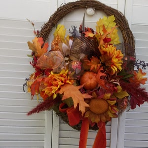 Basket Flower wreath/Rustic door wreath/Thanksgiving Basket wreath/fall rustic wreath/Fall door wreath/Fall flower basket wreath/Fall decor
