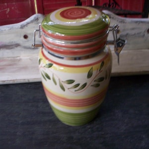 Ceramic candy jar/Fall kitchen decoration/Gibson ceramic jar/Ceramic jar with lid/Mother&#39;s day gift/Cookie jar/Kitchen storage/Containers