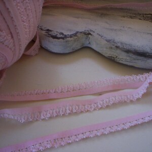 Mask making supply/Pink elastic trim/Vintage elastic trim/Sewing trim/Costume elastic trim/1/2&#39;&#39; Elastic pink lace trim/Elastic lace ribbon