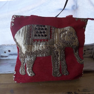 Women woven Summer and Fall handbag/woven handbag/Fall Hand made bag/Elephant beaded corduroy fabric handbag/Burgundy and olive gold handbag