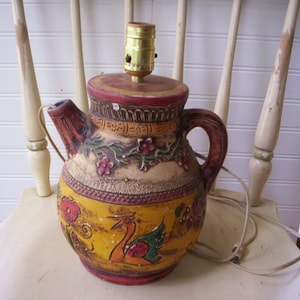 Lampa vintage/Podstawa lampy ceramicznej/Lampa z odzysku/Lampa ceramiczna vintage/Lampa w kształcie ceramicznego dzbanka do herbaty/Lampa stołowa artystyczna ceramiczna/Lampa łabędź/Lampa w kształcie pnącza kwiatowego