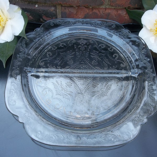 Vintage glazen dienblad / Vintage sieraden dienblad / Duidelijke glazen schaal / Snackplaat / Vintage Clear tray / Glass Sandwich Large Glass Tray / Unusual glass tray