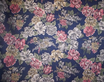 Jersey fabric/Polyester spandex fabric/Spandex floral fabric/Floral design fabric/Vintage fabric/1 yard fabric/Summer fabric/Sewing supply
